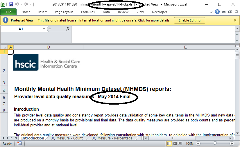 The filename states April, the document Introduction sheet states May.